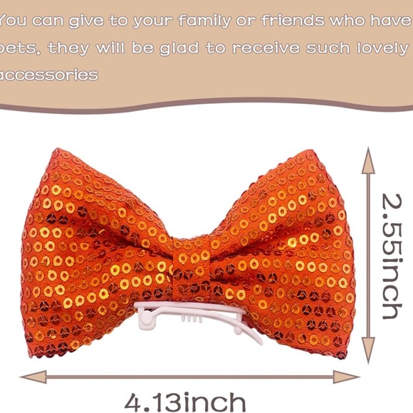 4" Big Dogs Hair Clips for Large Dogs Sequins Hair Side Clips Pet Bowknot White - Picture 5 of 7